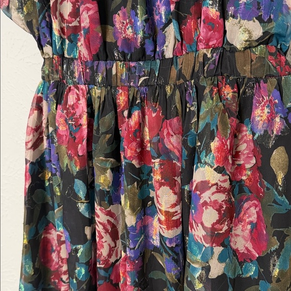 Meet Me in Santorini “Midnight Garden” Flutter Sleeve Mini Dress – NWT – Size M - Picture 8 of 9